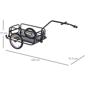 HOMCOM Folding Bicycle Cargo Storage Cart and Luggage Trailer with Hitch Black - Black by HOMCOM