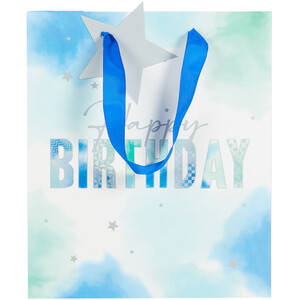 Pack of 4 Pink and Blue Birthday Medium Gift Bags - Pink and Blue