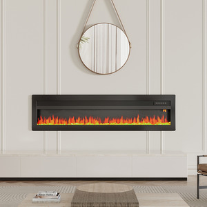 Recessed, Wall Mounted or Freestanding Electric Fireplace - Black / 152.4cm by Livingandhome