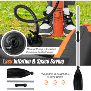 Portable Fishing Boat with Pump - Grey by Costway