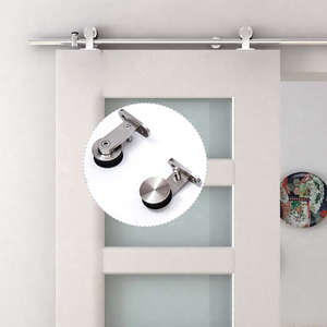 HOMCOM Wooden Sliding Door Kit - Brown by HOMCOM