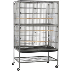 Rolling Metal Bird Cage with Storage Shelf by Yaheetech
