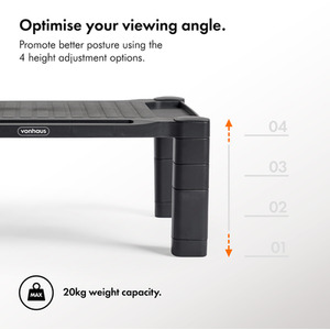 Four Level Adjustable Monitor Stand - Black by VonHaus