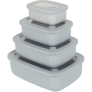 Set of 4 Rectangle Food Storage Containers - Grey