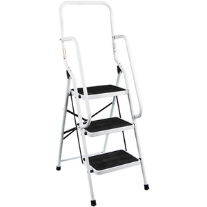 Step Ladder With Handrail - White / 3-Step by Vida Designs