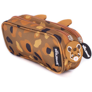 Speculos the Tiger 2-Zip Animal Face Pencil Case - Orange by Les Deglingos