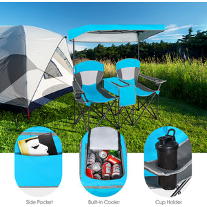 Double Sunshade Folding Chairs by Costway