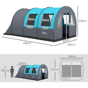 Outsunny 3000mm Waterproof Camping Tent for 5-6 Man by Outsunny