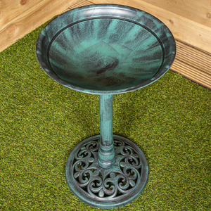 63cm Tall 40cm Diameter Traditional Resin Garden Bird Bath - Green by Samuel Alexander