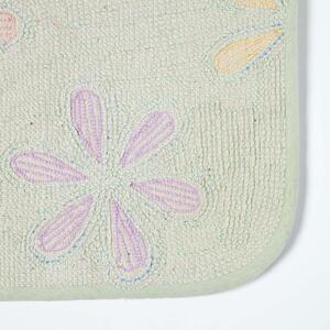 Pastel Floral Multi Coloured Non Slip Bath Mat - Green by Homescapes