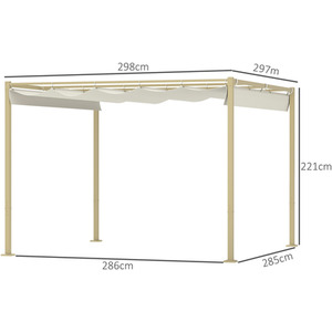 Outsunny 3 x 3(m) Outdoor Pergola with Retractable Roof, UPF30, Grey - Khaki by Outsunny