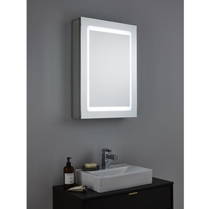 IP44 Illuminated Bathroom Mirror with Cabinet with 34w LED Light - Silver by Forum Lighting