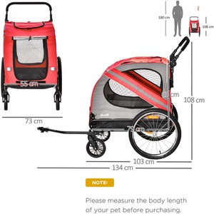 PawHut Bike Trailer 2-in-1 Pet Stroller by PawHut
