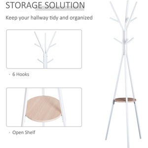 HOMCOM 180cm Free Standing Coat Rack - White by HOMCOM