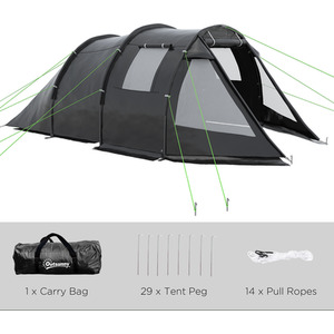 Outsunny Camping Tent with 2 Rooms for 3-4 Persons by Outsunny