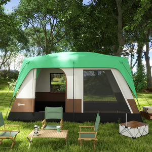 Outsunny Camping Tent with Waterproof Rainfly Screen Panels - Green by Outsunny