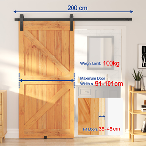 Barn Door Sliding Hardware Track Set Kit - Black by Yaheetech