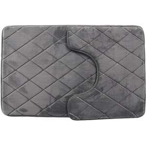 Diamond Bath and Pedestal Mat Set - Grey