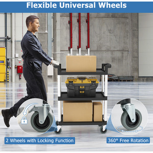 3-Tire Metal Rolling Cart - Black by Costway