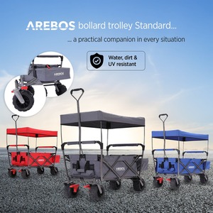 Handcart Foldable with Roof - Folding - Tool Trolley - Grey by AREBOS