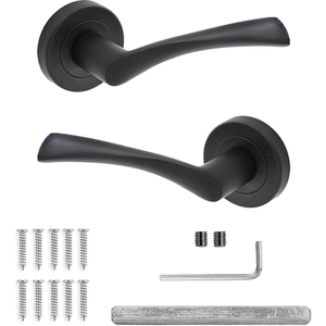 Apex Matt Black Door Lever Handles - Pair of Handles - Matt Black by DecorAndDecor