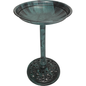 63cm Tall 40cm Diameter Traditional Resin Garden Bird Bath - Green by Samuel Alexander