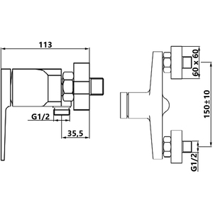 BlackRose Gold Brass Bathroom Shower Faucet Single Lever Wall Mounted Mixer Tap - Black by Invena