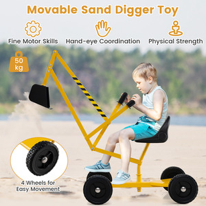 Sand Digger Sandbox Toy Digger - Yellow by Costway