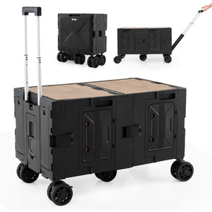 Collapsible Wagon Cart Foldable Utility Cart - Black by Costway