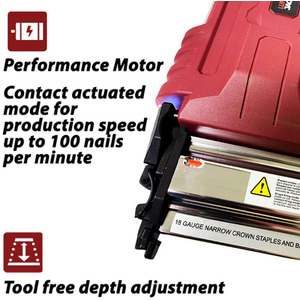 Lumberjack Cordless 20V Nail and Staple Gun Kit Fast Charger and 2Ah Battery - Red by Lumberjack