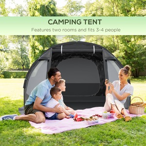 Outsunny Camping Tent with 2 Rooms for 3-4 Persons by Outsunny