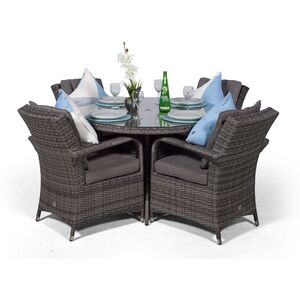 Arizona Round Rattan Patio Dining Set - Grey / 9 by Giardino
