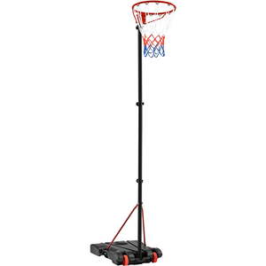 Full-Size Portable Netball Hoop and Post Height Adjustable - Red by Yaheetech