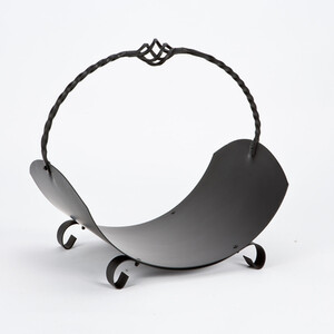 Folding Log Rack with Ornate Handle - Black by Inglenook Fireside Products