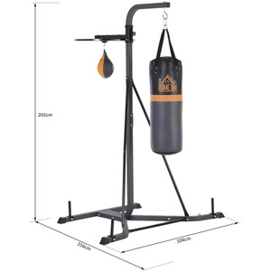 HOMCOM Freestanding Boxing Punch Bag and Speed Ball Station - Black and Gray by HOMCOM