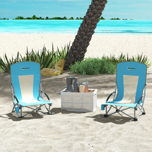 Outsunny Set of 2 Folding Beach Chair with Carry Bag - Blue by Outsunny