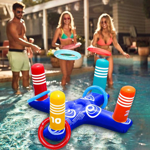 Inflatable Ring Toss Water Game for Pools - blue