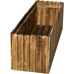 Outsunny Raised Flower Bed Wooden Planter - Natural wood colour / 120cm by Outsunny