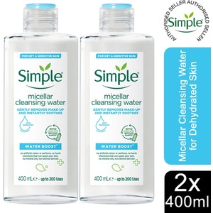 Simple Water Boost Facial Cleanser Micellar Water, 400ml - Buy 2 / 2 by Simple