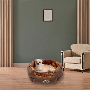 Deluxe Faux Fur Dog Bed in Chocolate Brown - Brown / S by Actiaspet