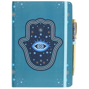 Hand of Hamsa Notebook, Journal with Crystal Chip Pen - A5 by Kingsbury Gifts