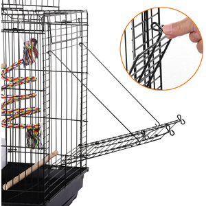 Travel Bird Cage with Open Play Top - Black by Yaheetech
