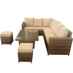 Carolina Adjustable Rattan Table Set - Dark Brown