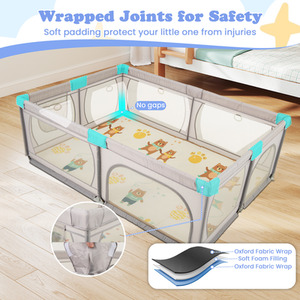 Extra Large Baby Playard Baby Playpen - Grey by Costway