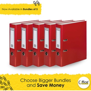 5x A4 Large 75mm Lever Arch File Folder Metal Edge Stationery Document Archive - Red by Office Centre.direct
