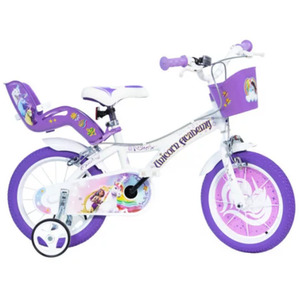 Dino Unicorn Academy 14in Kids Bike - WhitePurple - White by Dino