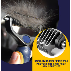 Dog Grooming Brush - Blue & Yellow / Undercoat Rake by DogCratesPlus