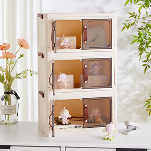 3-Tier Desk Organisation Double-Door Storage Box - Brown by Livingandhome