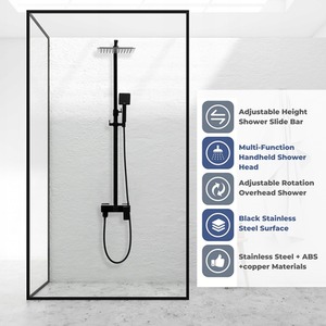 Square Matte Black Shower Mixer Set with Anti-Calc System - Black by NOVECRAFTO