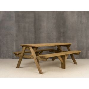 Fortem Rounded Pub Style Picnic Table Benches Set - Rustic brown / 240cm by Arbor Garden Solutions